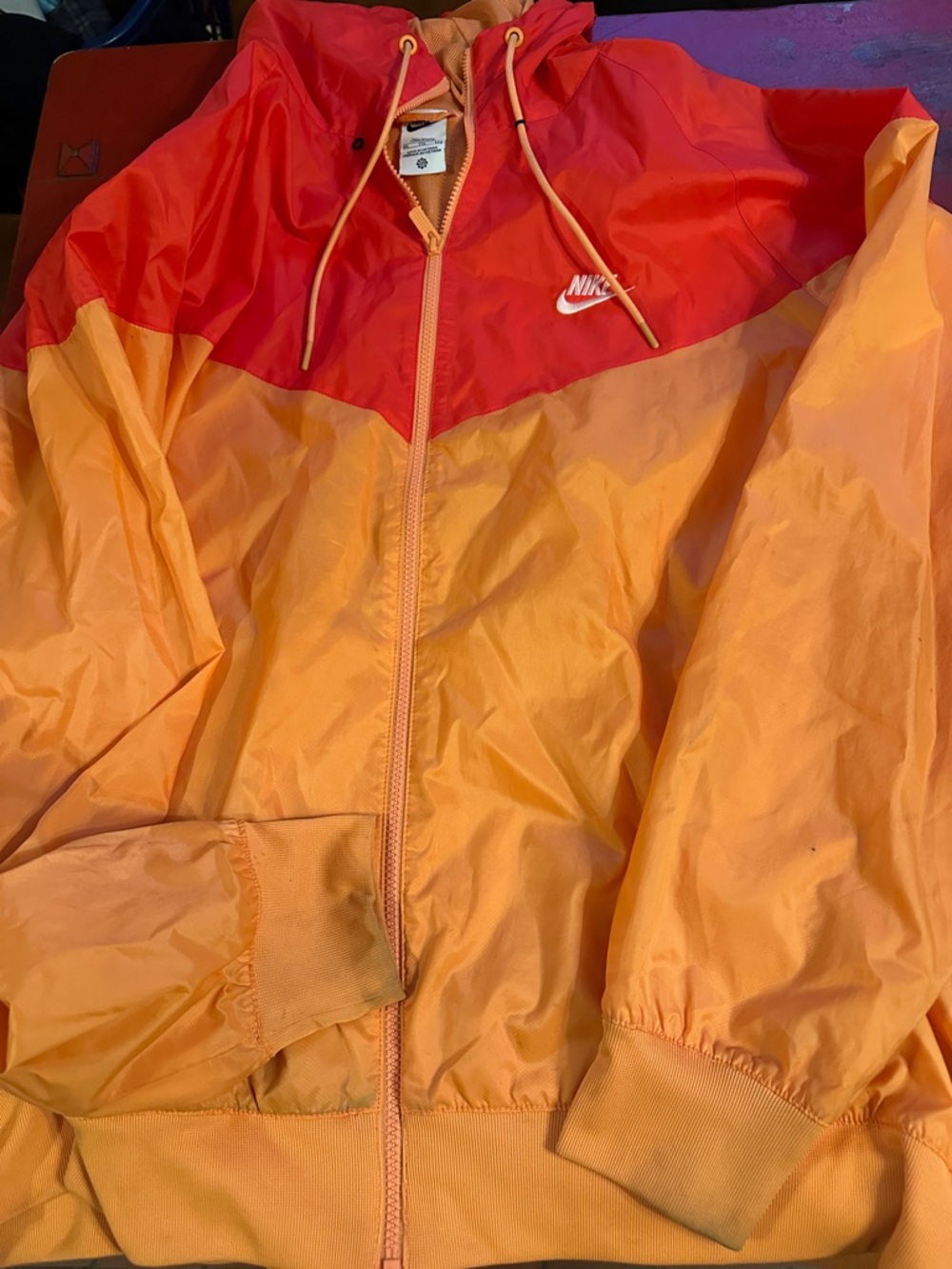 Nike Two-Tone Orange & Red Colorblock Windbreaker Jacket xxl read description
